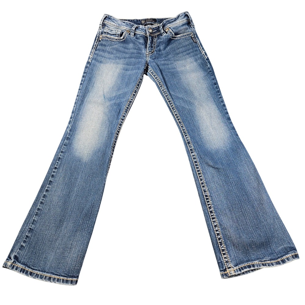 Silver Jeans Co Suki Mid Bootcut Women Jeans W29 L32 Medium Wash Contrast Stitch